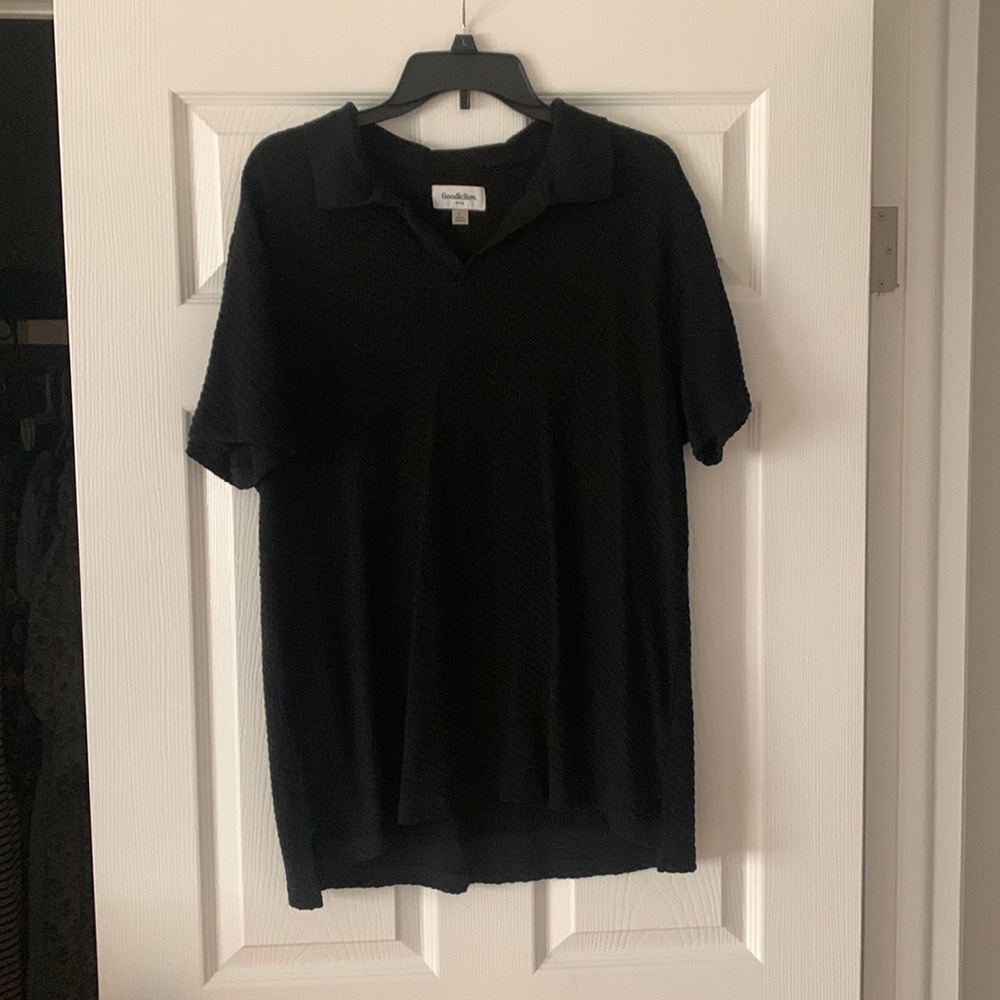 Goodfellow & Co Black Sweater Polo. Great textured material. Size L. Worn once.